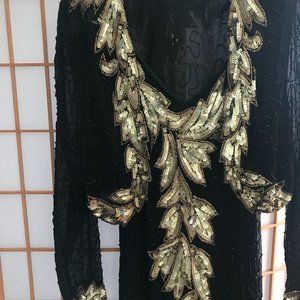 Black beaded 2 pc evening gown